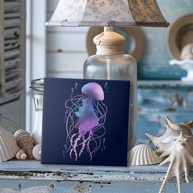 Carreau Méduse Éthérée Violet Bleu (Créateur téléchargé)