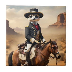 Carreau Meerkat Sur Un Cheval : Pourrait Être L'Étranger S