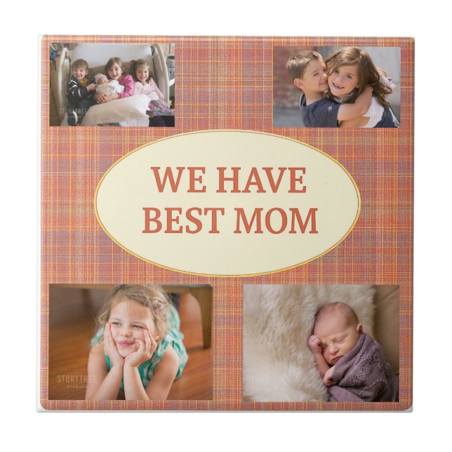 Carreau Meilleur Cadeau Tartan pour Maman (Devant)