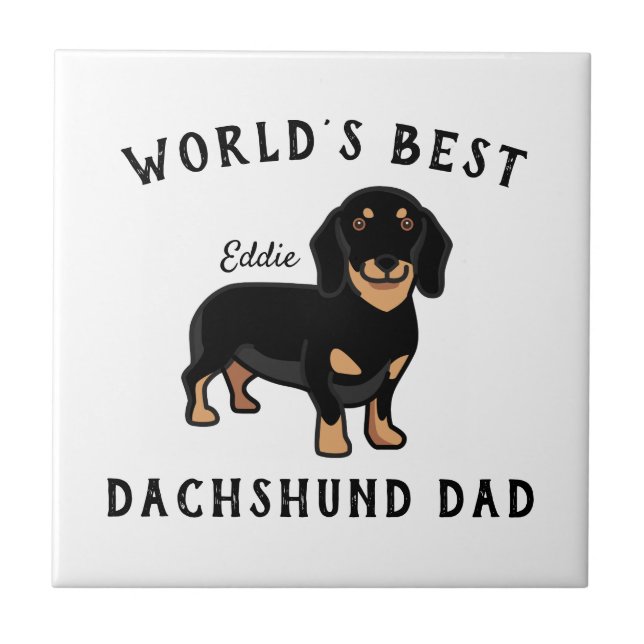 Carreau Meilleur Dachshund Papa Dachshund du monde Nom per (Devant)