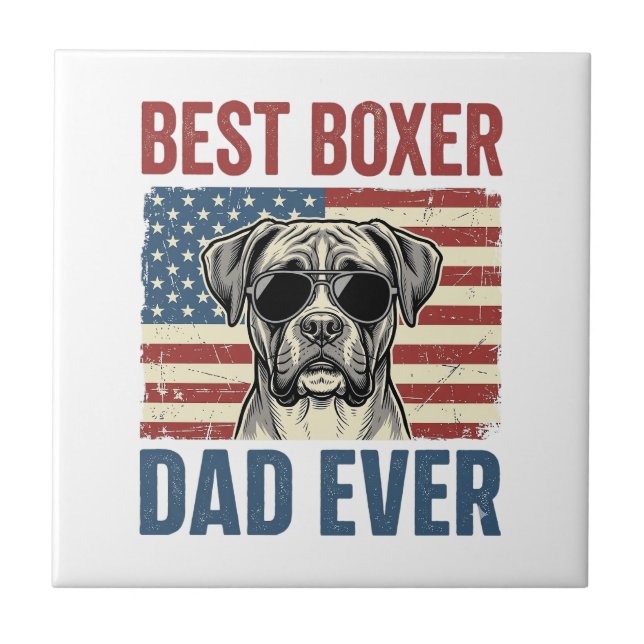 Carreau Meilleur Papa Boxer Vintage Chien (Devant)