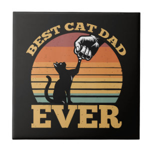 Carreau Meilleur Papa Chat de Tous les Temps Fête des Père