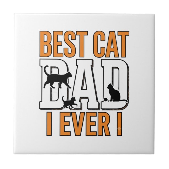 Carreau Meilleur Papa Chat du Monde Design de Chemise Vint (Devant)