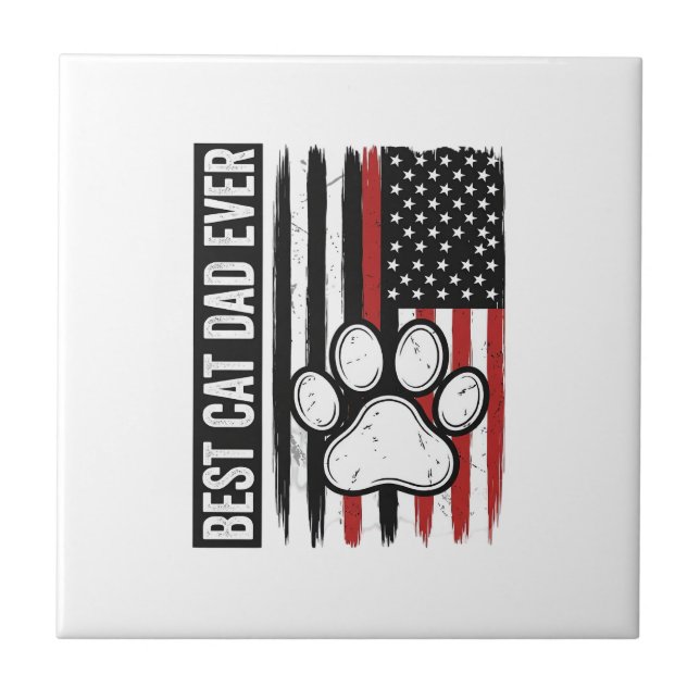 Carreau Meilleur papa chat patriote Design de drapeau de p (Devant)