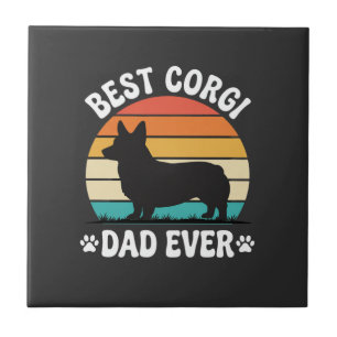 Carreau Meilleur papa Corgi Retro Chien