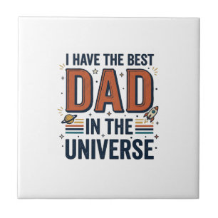 Carreau Meilleur papa de l'univers conception vectorielle