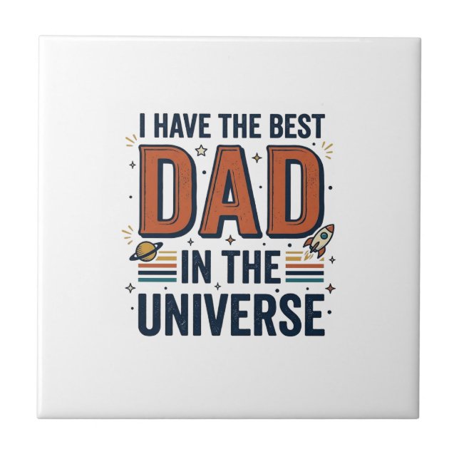 Carreau Meilleur papa de l'univers conception vectorielle  (Devant)