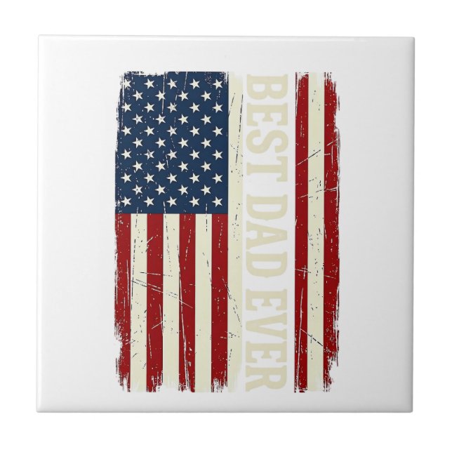 Carreau Meilleur Papa de Tous les Temps Drapeau Américain  (Devant)