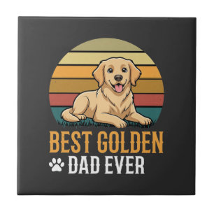Carreau Meilleur Papa Golden Retriever Rétro Chien