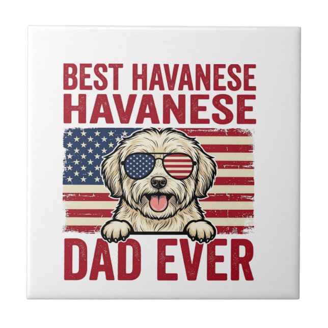 Carreau Meilleur papa Havanese de tous les temps, design d (Devant)