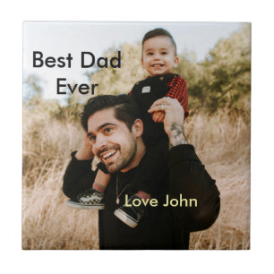 Carreau Meilleur papa jamais cadeau de papa photo nom simp