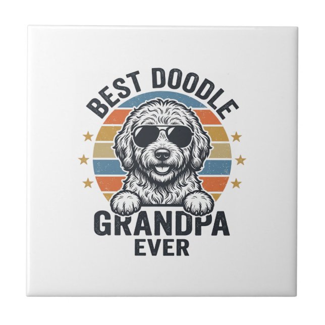 Carreau Meilleur Papy Doodle de tous les temps Design de c (Devant)