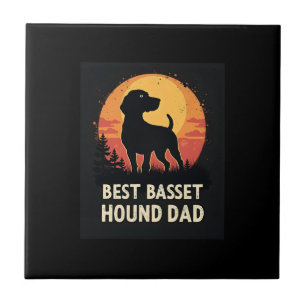 Carreau Meilleur Père de Chien Papa - T-Shirt Basset Hound