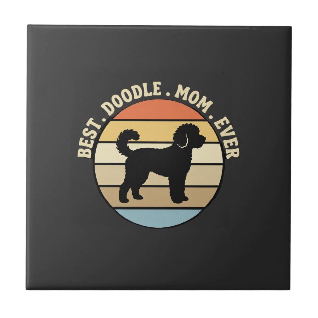 Carreau Meilleure maman Doodle Rétro Chien (Devant)