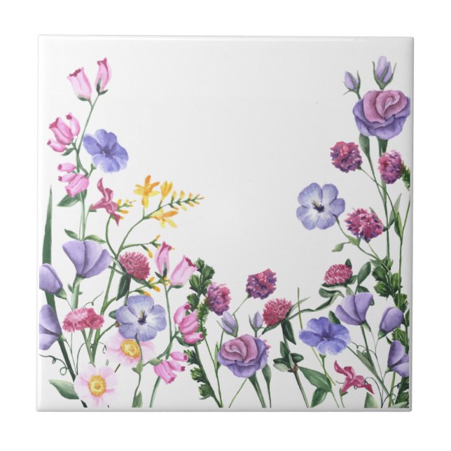 Carreau Meilleure Maman Jamais Fleurs de Jardin Printemps  (Devant)