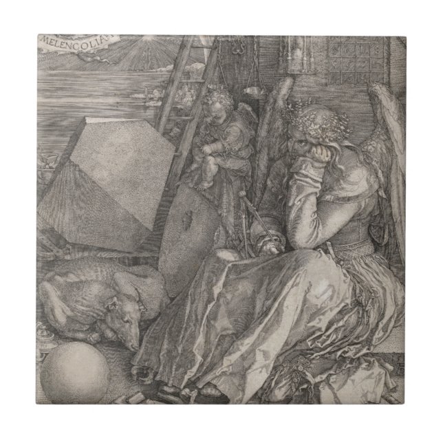Carreau Mélancolie I, gravant par Albrecht Durer (Devant)