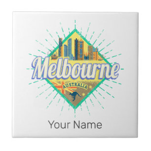 Carreau Melbourne Victoria Australia Retro Skyline Vintage