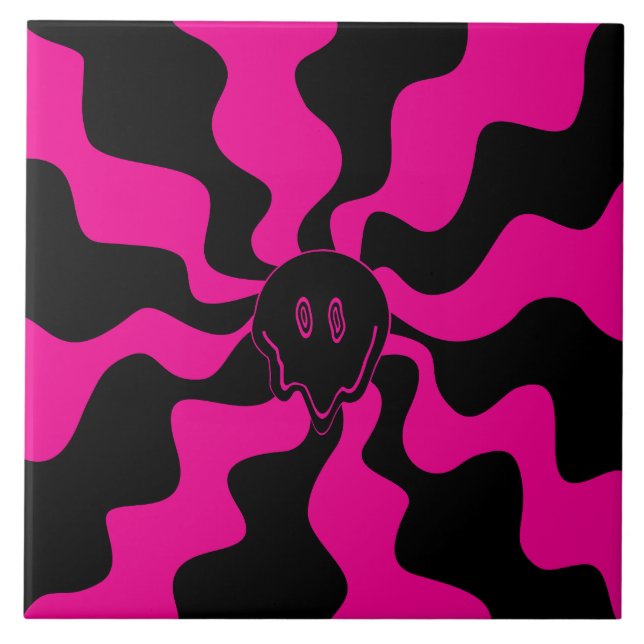 Carreau Melt de sourire - Magenta et noir (Devant)