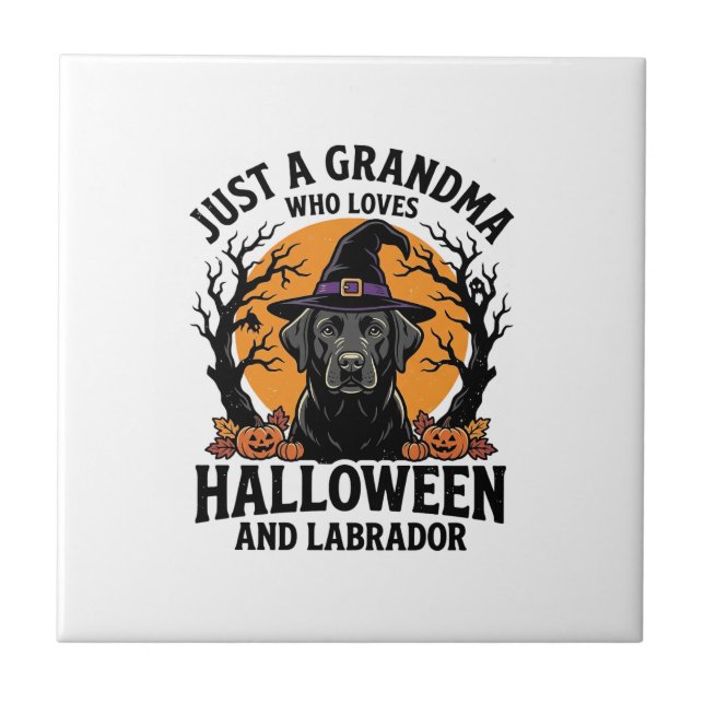 Carreau Mémé Halloween Labrador Drôle Vintage_1 (Devant)