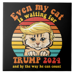 Carreau Même mon chat attend l'habillement Trump 2024