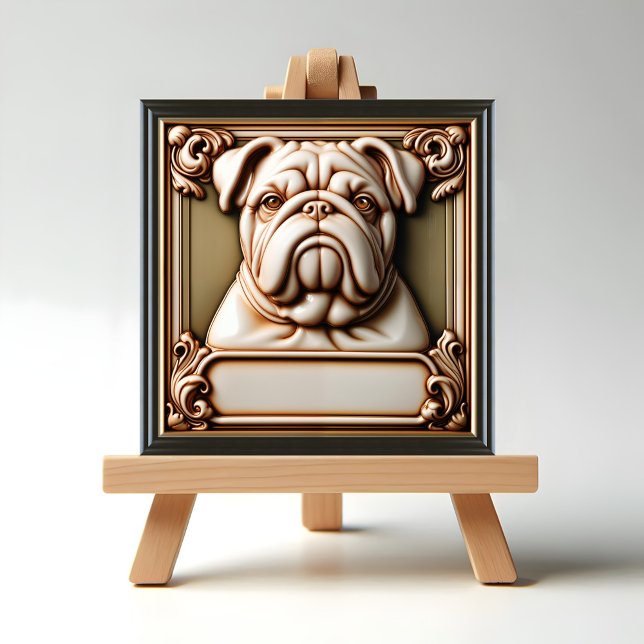 Carreau Mémorial de Bulldog (Bulldog Memorial displayed on easel)