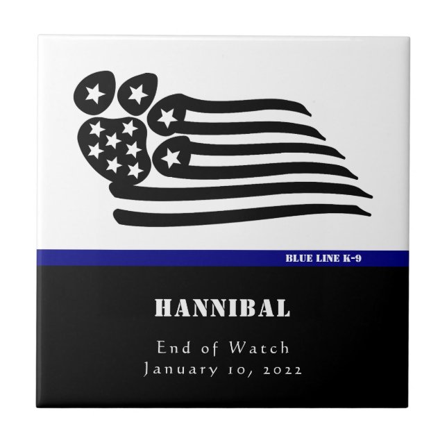 Carreau Mémorial personnalisé de la ligne bleue K-9 (Devant)