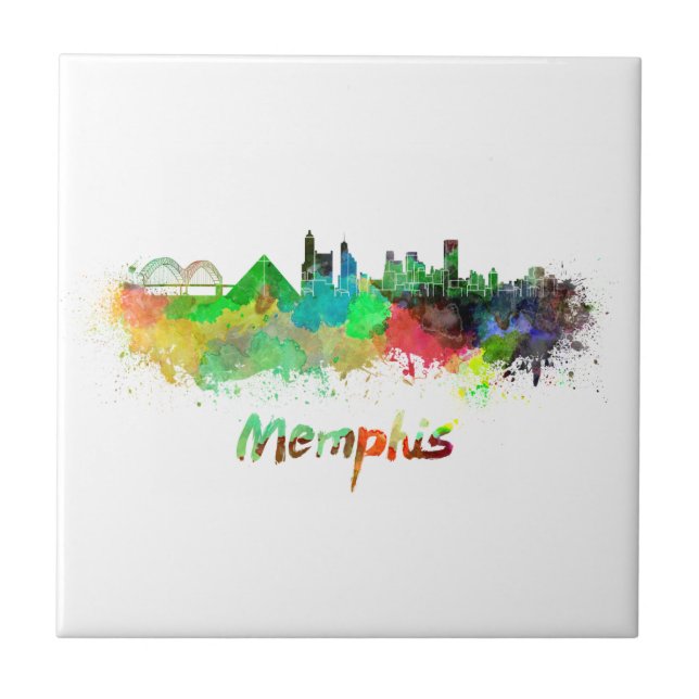Carreau Memphis skyline in watercolor (Devant)