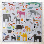 Carreau Ménagerie animale<br><div class="desc">Toutes sortes d'animaux amusants et la faune pour les amoureux des animaux partout. Animaux de safari,  jungle,  ferme,  oiseaux,  animaux domestiques et animaux sauvages. Un monstre semble aussi s'être faufilé. Art original de Nic Squirrell.</div>