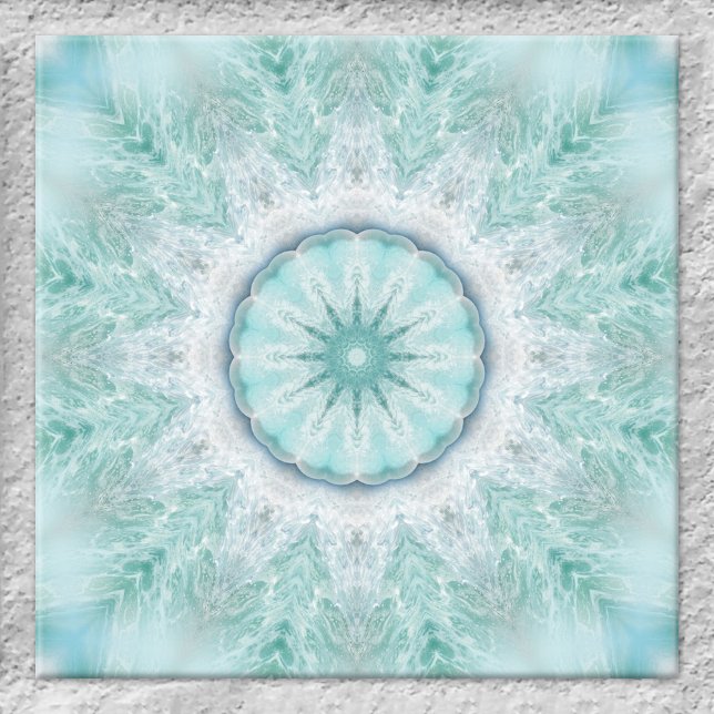 Carreau Menthe géométrique Aqua Sea Star Carrelage de sall (Ceramic tile featuring a dreamy geometric star design based on images of the beach and ocean)