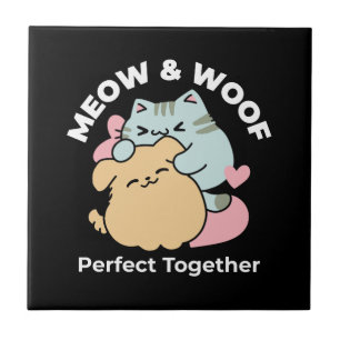 Carreau Meow & Woof Perfect Together - Cute Cat and Dog