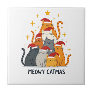 Carreau Meowy Catmas Chat Noël Arbre de Noël Xmas (4)