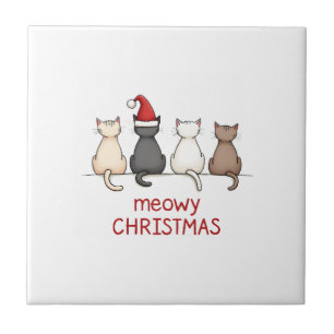 Carreau Meowy Catmas Chat Noël Mignon Chat Chats Santa
