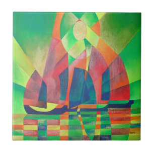 Carreau Mer de vert avec des joncs Abstraits cubes