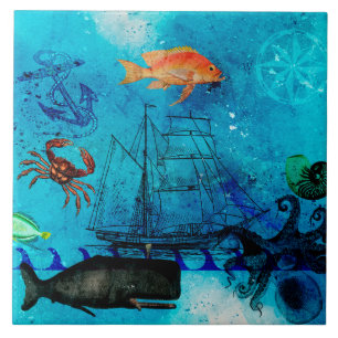 Carreau Mer Noire vintage Bleue Profond