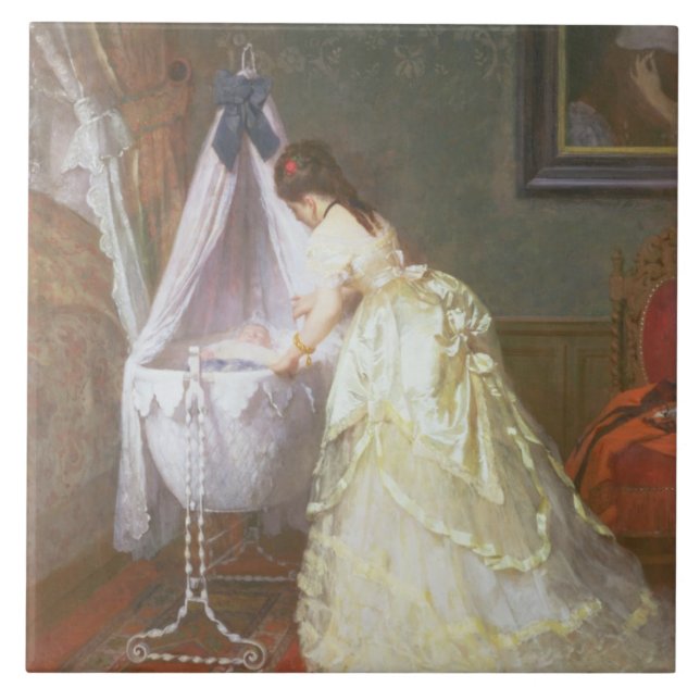 Carreau Mère et bébé, 1869 (huile sur le panneau) (Devant)