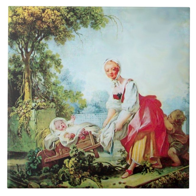 Carreau Mère et enfant en Frapette par Fragonard (Devant)
