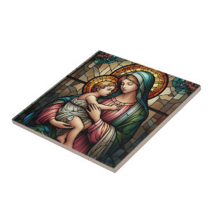 Carreau Mère et enfant religieux