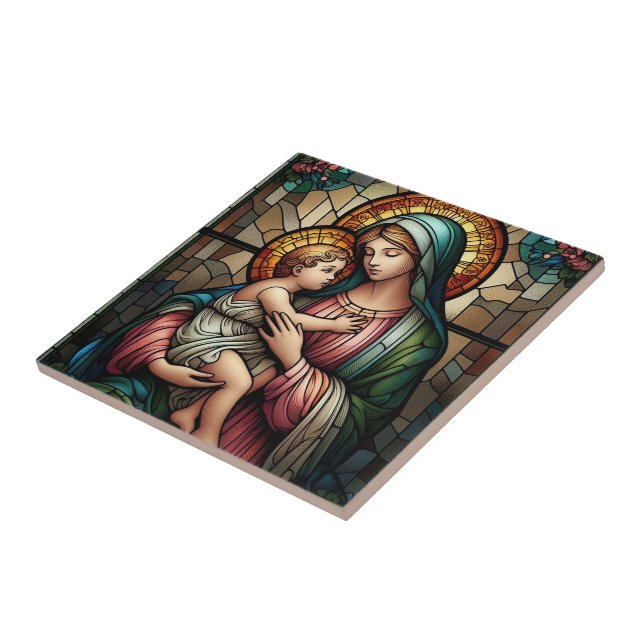 Carreau Mère et enfant religieux (Côté)