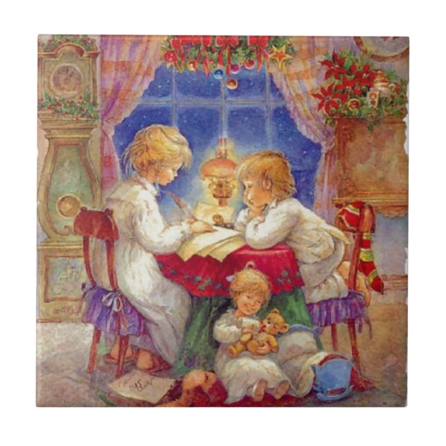 Carreau Mère vintage avec enfants À la table (Devant)