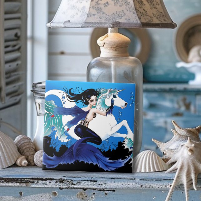 Carreau Mermaid Sea Horse Fairy Blue (Créateur téléchargé)