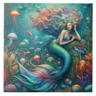 Carreau Mermaid Siren's Coral Kingdom - Ocean Imaginaire T