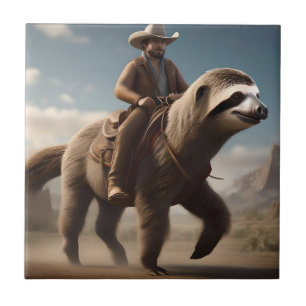 Carreau "Merveilles du Far West : Cow-boy chevauchant un c