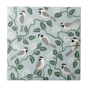 Carreau Mésange Oiseau Fleur Sauvage Artisanat