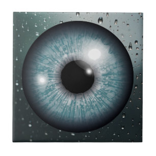 Carreau Mesmersion de l'oeil bleu avec des gouttelettes d'