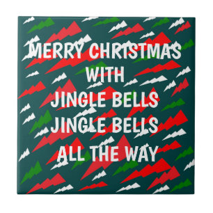 Carreau Message de Noël amusant sur le design vert rouge