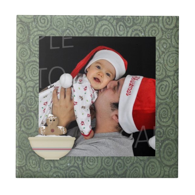 Carreau Messy Gingerbread Homme Custom Holiday Photo Tile (Devant)