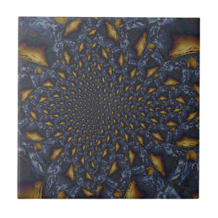 Carreau Métal Moulé or et argent bleu