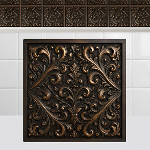Carreau Métal oxydé Fonte Bronze Renaissance Feuillage