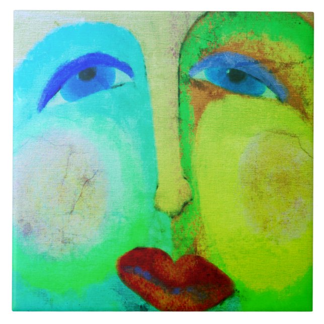 Carreau Mettez un visage heureux Abstrait Art (Devant)