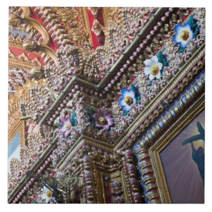 Carreau Mexique, Queretaro. Détail à l'intérieur d'un orné